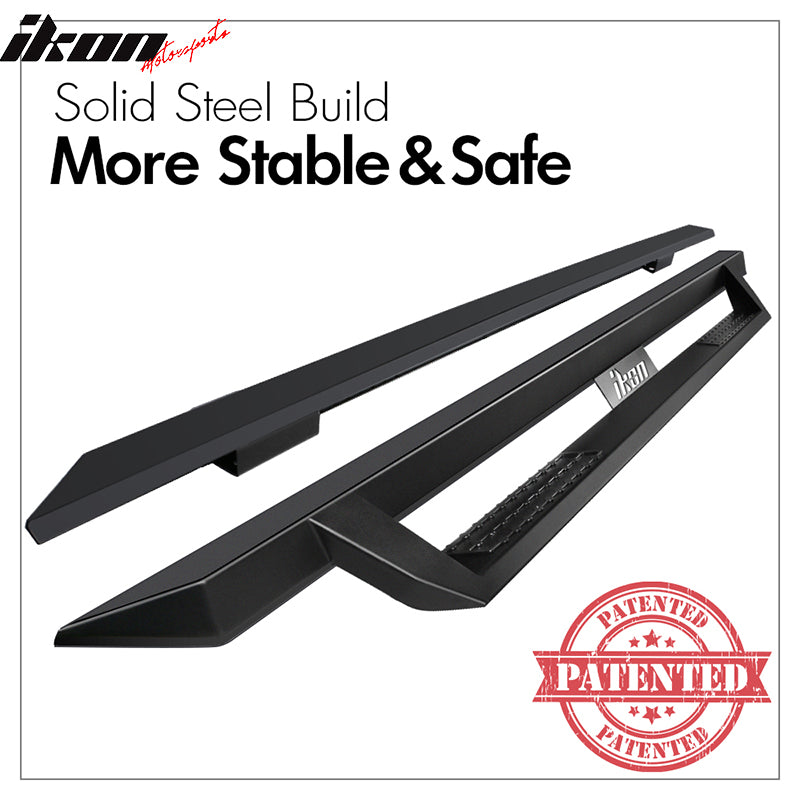 Fits 07-19 Chevy Silverado GMC Sierra Crew Cab IKON V1 Style Running Board Black