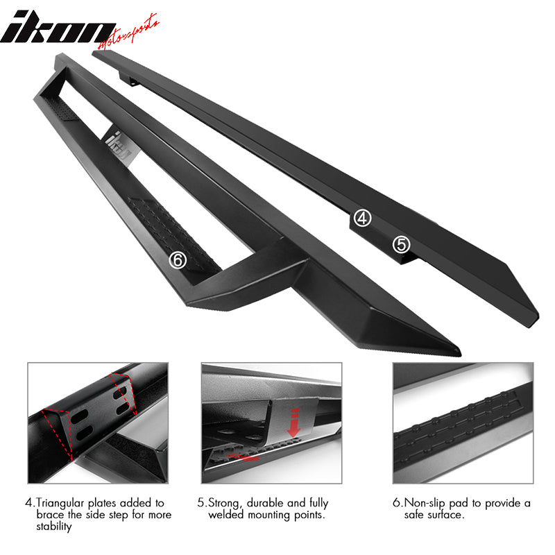 Fits 07-21 Toyota Tundra Double Cab IKON V1 Style Steel Running Boards Black