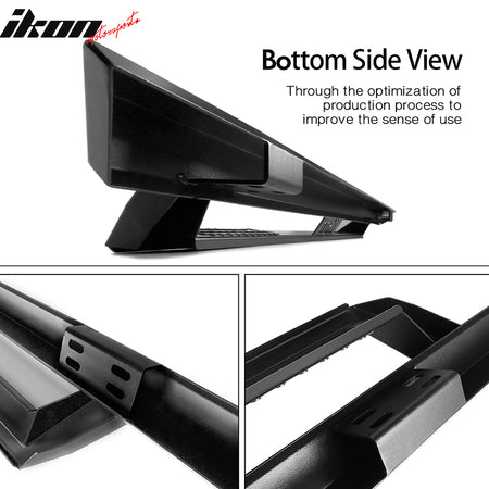 Fits 05-22 Toyota Tacoma Double Cab IKON V1 Style Steel Running Boards Black