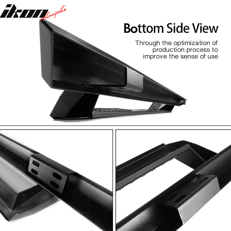 Fits 07-21 Toyota Tundra Crew Max IKON V1 Style Steel Running Boards Black