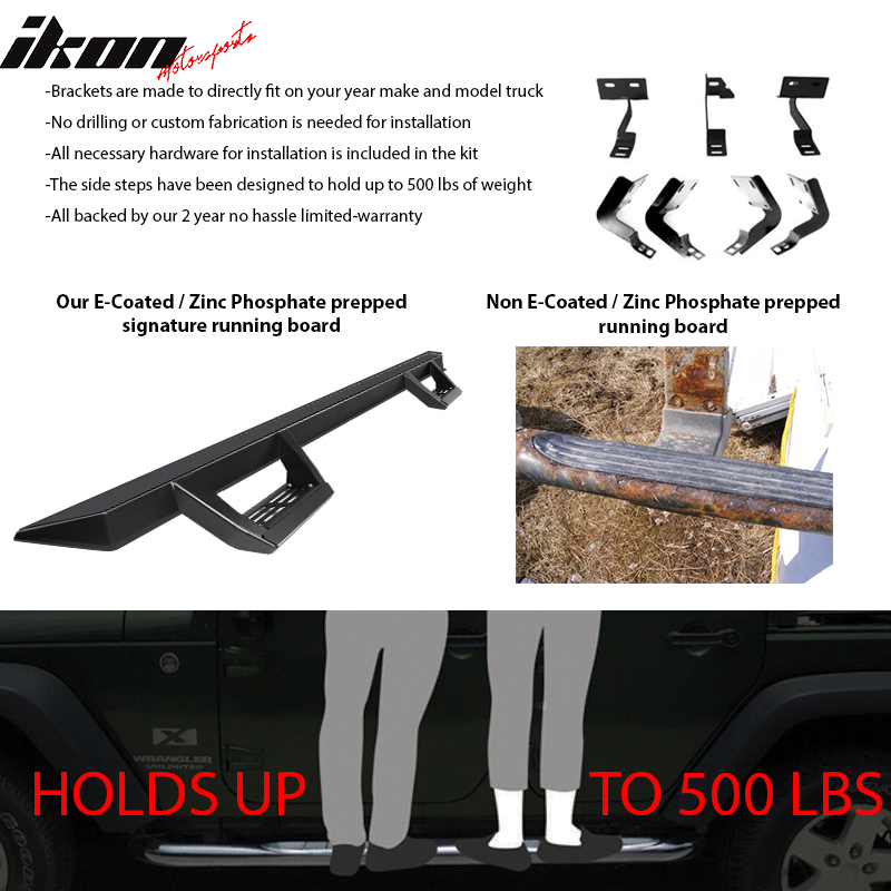 Fits 09-14 Ford F150 Crew Cab IKON V2 Style Running Boards Side Step Bar Black