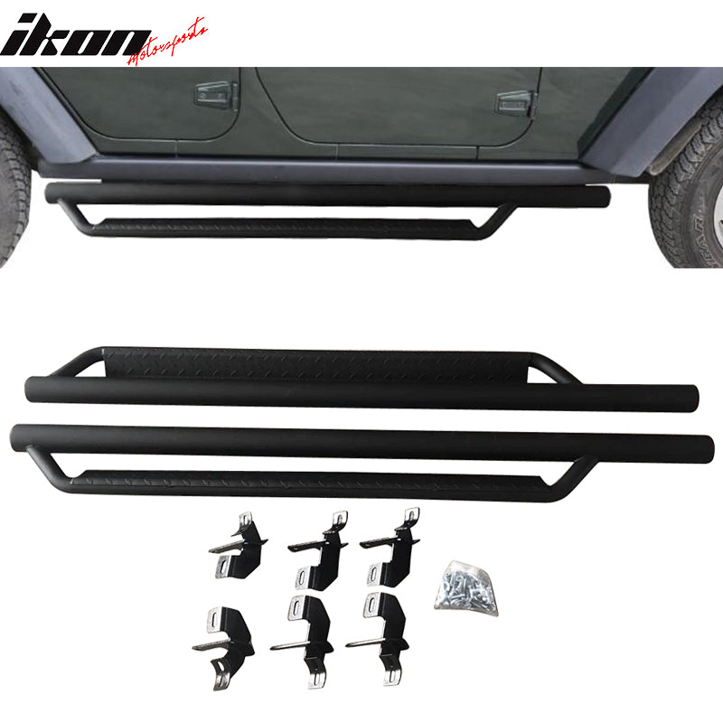 Fits 07-18 Jeep Wrangler 4 DR Black Nerf Bar Side Step Running Board Pair