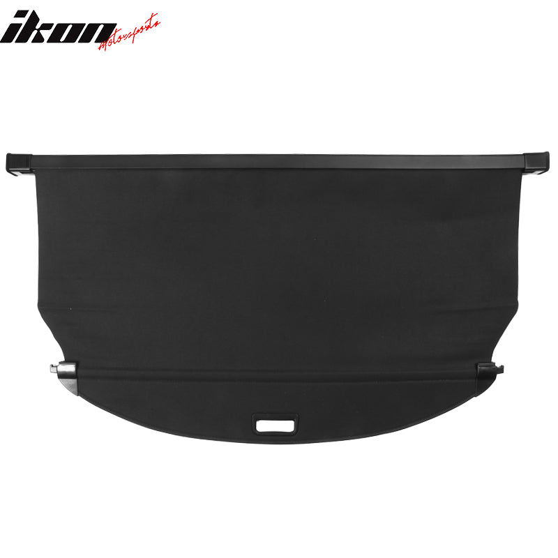 IKON MOTORSPORTS, Cargo Cover Compatible With 2015-2018 Hyundai Santa Fe Sport, Unpainted Black Vinly+Aluminum Rod Rear Tonneau Security Cover Retractable