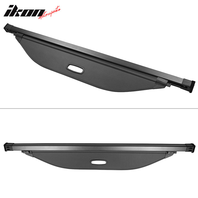 IKON MOTORSPORTS Cargo Cover Compatible With 2019-2023 Hyundai Santa Fe, Unpainted Black Rear Tonneau Security Cover Retractable