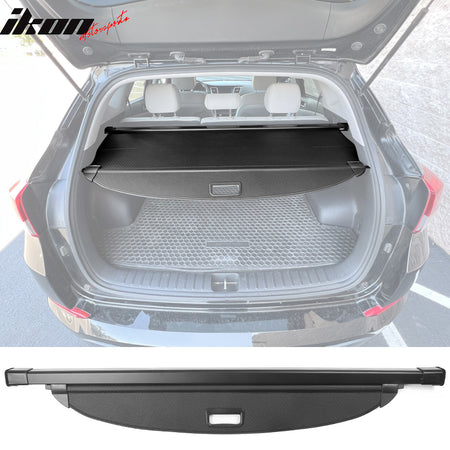 IKON MOTORSPORTS, Rear Cargo Cover Compatible With 2016-2021 Hyundai Tucson, Retractable Rear Trunk Security Cargo Cover, 2017 2018 2019 2020