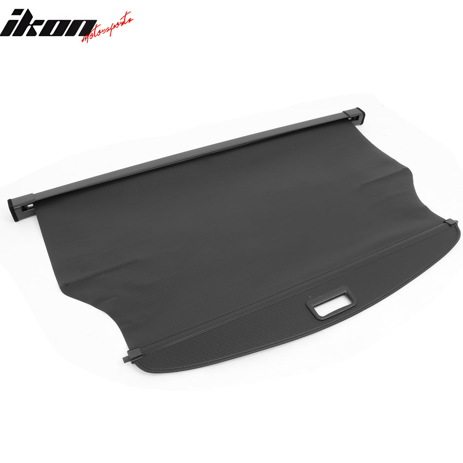 IKON MOTORSPORTS, Rear Cargo Cover Compatible With 2022-2024 Kia EV6, Retractable Rear Trunk Security Cargo Cover Luggage Shade Carbon Fiber Print