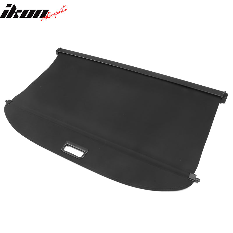 IKON MOTORSPORTS, Rear Cargo Cover Compatible With 2020-2022 Tesla Model Y, Retractable Rear Trunk Security Cargo Cover Black PVC & Aluminum Alloy Canvas Style