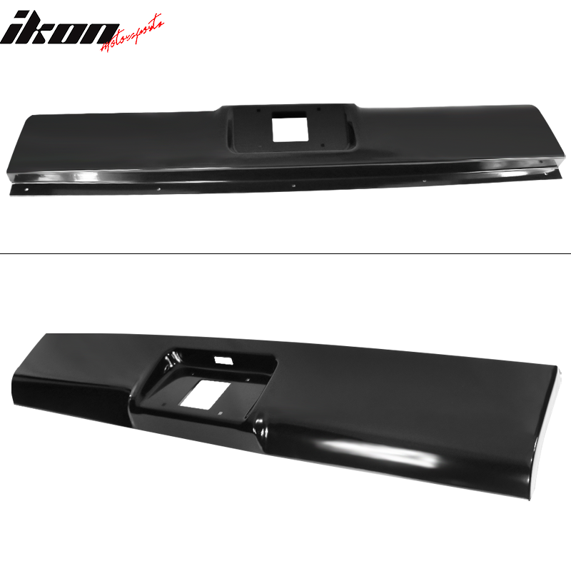 IKON MOTORSPORTS Rear Roll Pan, Compatible With 1999-2007 Chevy Silverado GMC Sierra, Black Steel Bumper Roll Pan for 2006 2005 2004 2003 2002 2001 2000