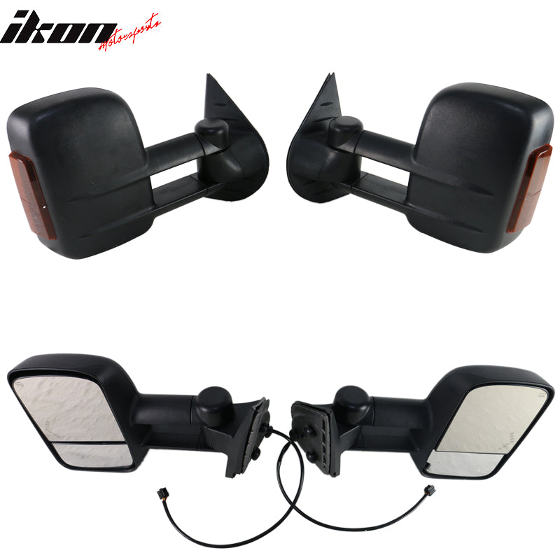 Fits 07-14 Silverado Sierra Towing Mirrors Power Heated Signal Arrow Light Set