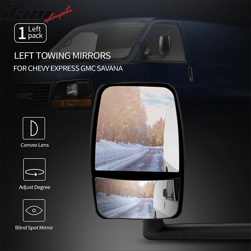 2003-2017 Chevy Express GMC Savana Side View Tow Mirrors Textured