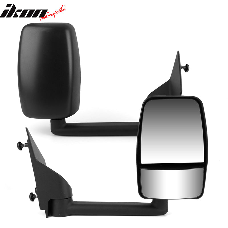 Fits 03-17 Chevy Express GMC Savana Side View Towing Mirror Textured Black Right