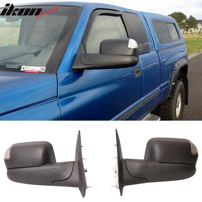 Towing Mirror Compatible With 2002-2008 Ram 1500 2003-2009 Ram 2500 3500, Towing Mirrors Power Heated Signal Light Set by IKON MOTORSPORTS, 2003 2004 2005 2006 2007