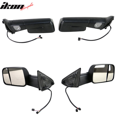 Fits 09-12 Dodge Ram 1500 2500 3500 2PCS Full Side Mirror Covers W/Signal Lights