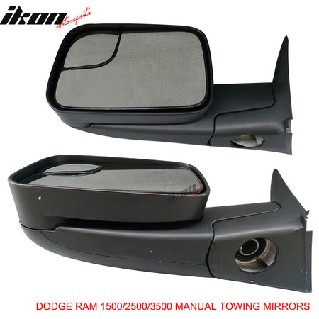 Fits 94-01 Dodge Ram 1500 94-02 2500 3500 Towing Mirrors Pair + Support Bracket