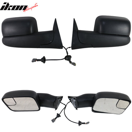 Towing Mirror Compatible With 1994-2001 Dodge RAM 1500 ，1994-2002 Dodge RAM 2500 3500, Towing Side View Tow Mirrors Power Left Right 2PC by IKON MOTORSPORTS, 1995 1996