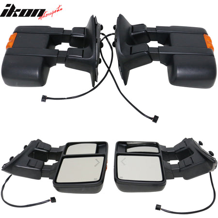 Fits 08-15 F250 Super Duty Towing Tow Mirrors Power Heated Signal Arrow Light