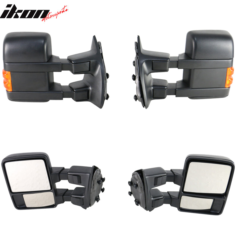 Fits 99-15 Ford F-250 F-350 F-450 F-550 Super Duty 2PCS Rear View Towing Mirrors