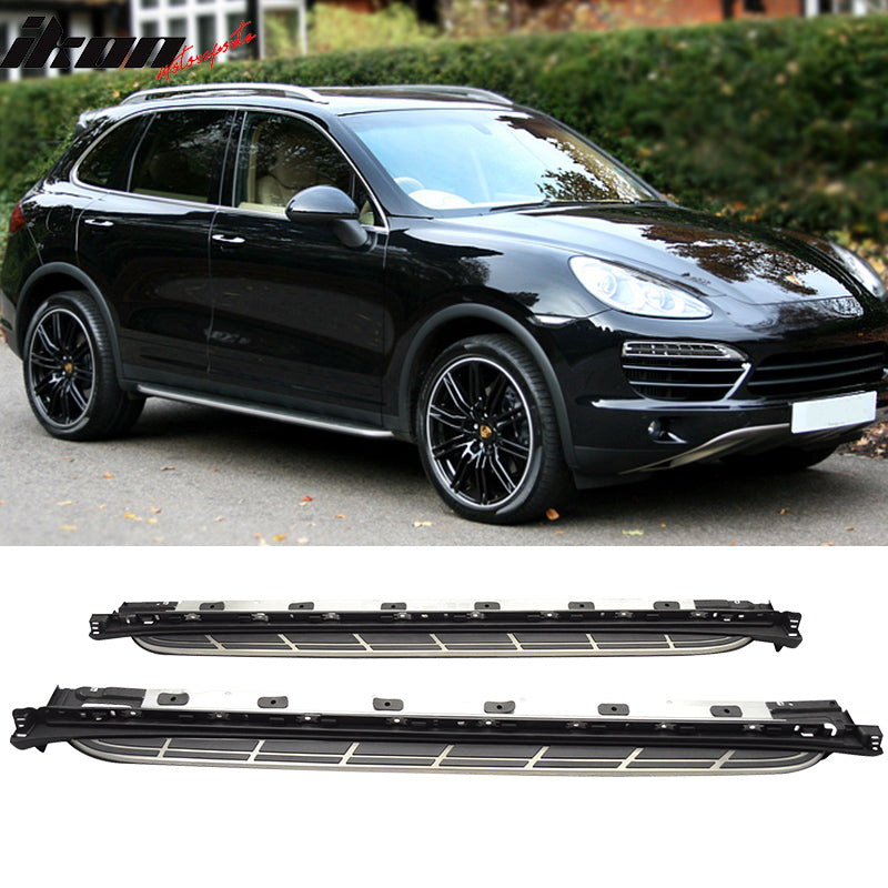 2011-2018 Porsche Cayenne OE Black Silver Side Running Boards Aluminum