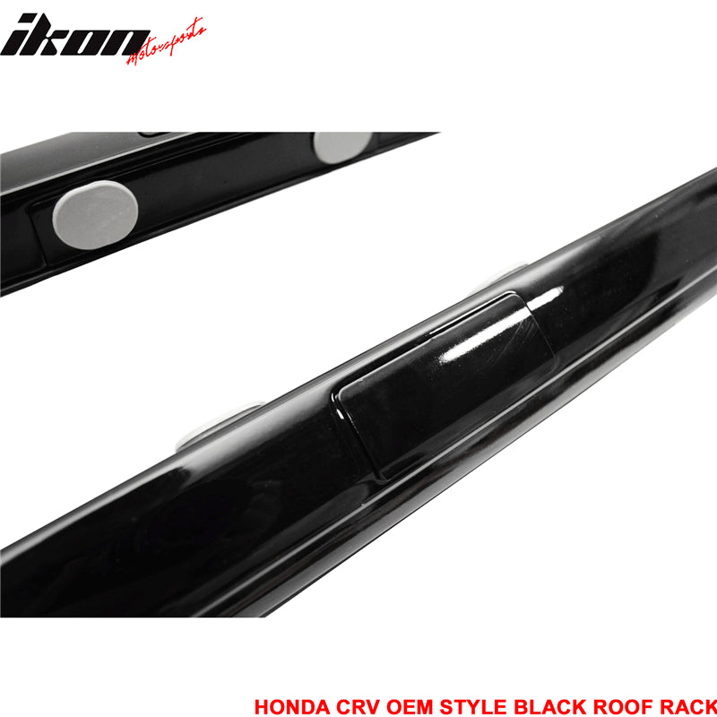 Fits 12-16 Honda CR-V CRV OE Style Roof Rack Side Rail ABS Gloss Black Pair