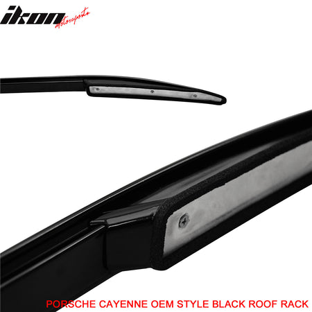 Fits 11-16 Porsche Cayenne OE Style Top Black Roof Rack Side Rail Aluminum