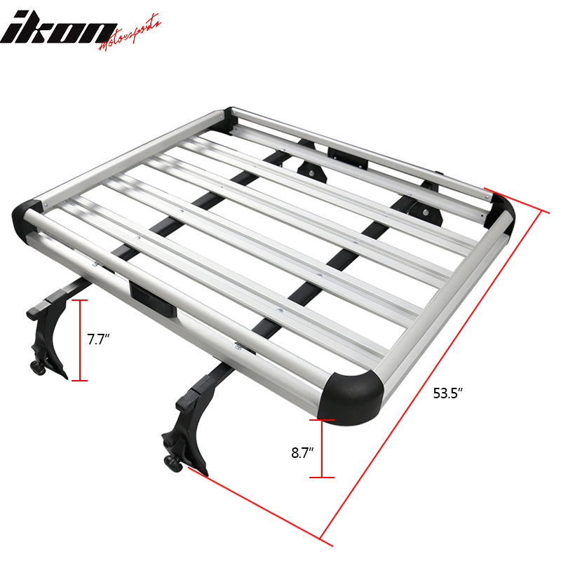 50x35x5 In SUV Top Rack Cargo Luggage Carrier Basket + Cross Bar Aluminum Silver