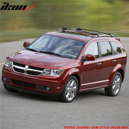 Cross Bars Compatible With 2009-2020 DODGE JOURNEY, Factory Style Aluminum Roof Top Bar Luggage Carrier by IKON MOTORSPORTS, 2010 2011 2012 2013 2014 2015 2016 2017 2018 2019