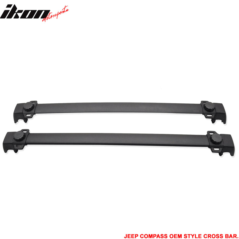 Fits 11-16 Jeep Compass OE Style Roof Rack Cross Bar Black ABS Aluminum