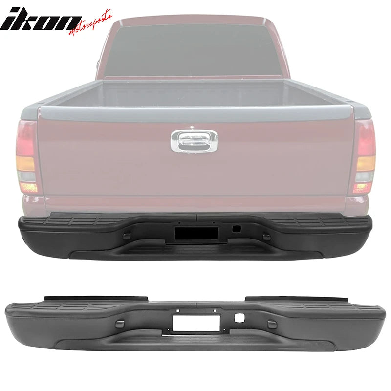 Fits 99-07 Silverado Sierra 2500HD 3500 Fleetside Rear Step Bumper Chrome/Black