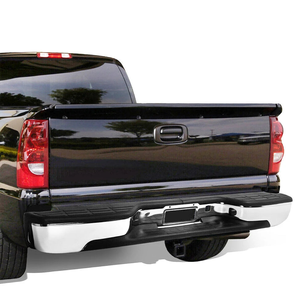 Fits 99-07 Silverado Sierra 2500HD 3500 Fleetside Rear Step Bumper Chrome/Black