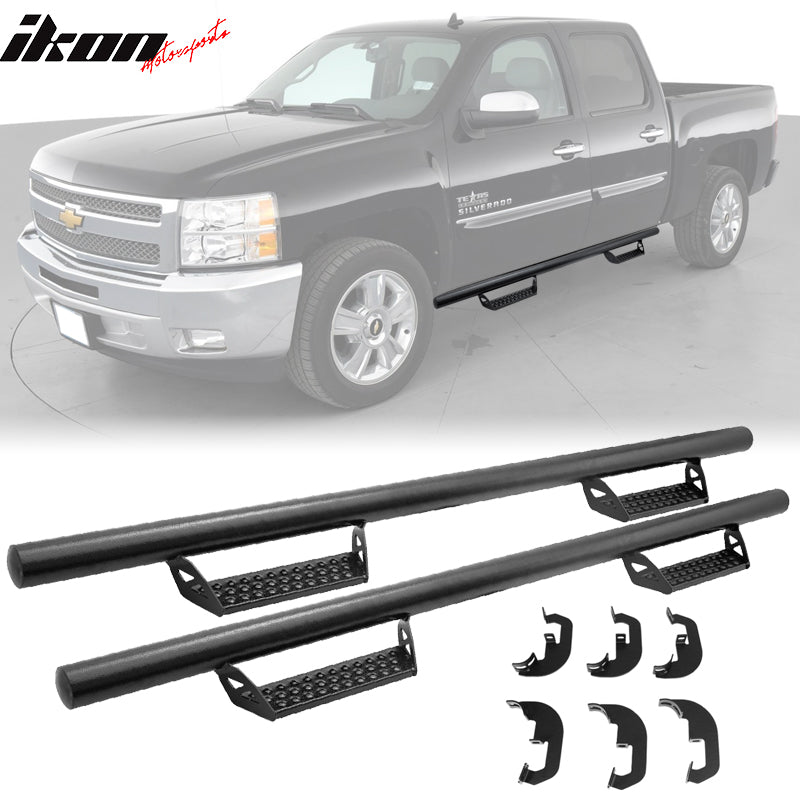 2007-2018 Chevy Silverado Crew Cab BCT Style Black Running Boards