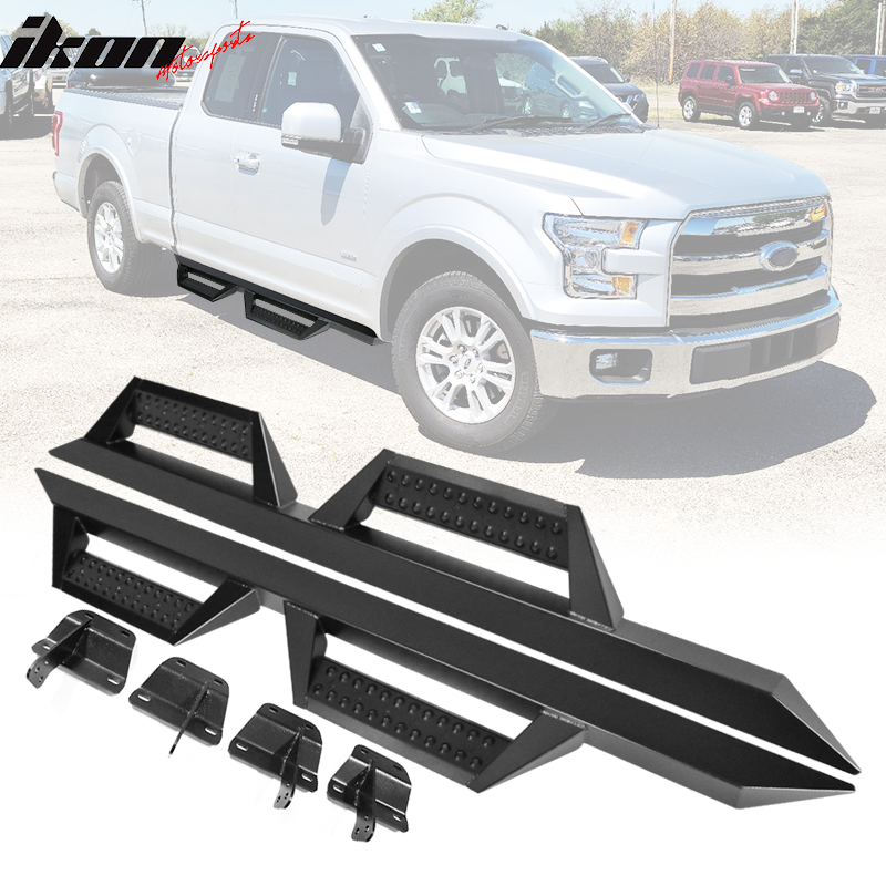 2015-2022 Ford F-150 Super Cab BZ Style Black Running Boards Side Step