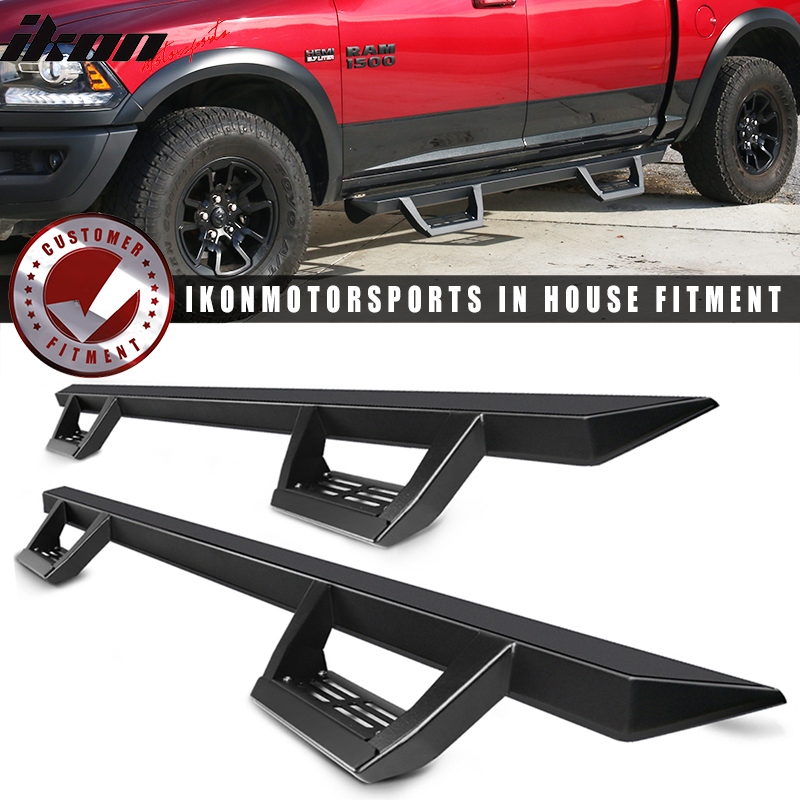 2009-2023 Dodge Ram 2500 3500 IKON V2 Black Running Boards Solid Steel