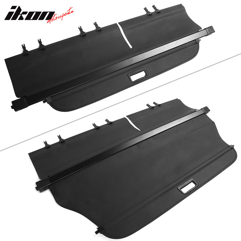 Cargo Cover Compatible With 2014-2018 Jeep Cherokee, Unpainted Black Vinly+Aluminum Rod Rear Tonneau Security Cover Retractable by IKON MOTORSPORTS, 2015 2016 2017