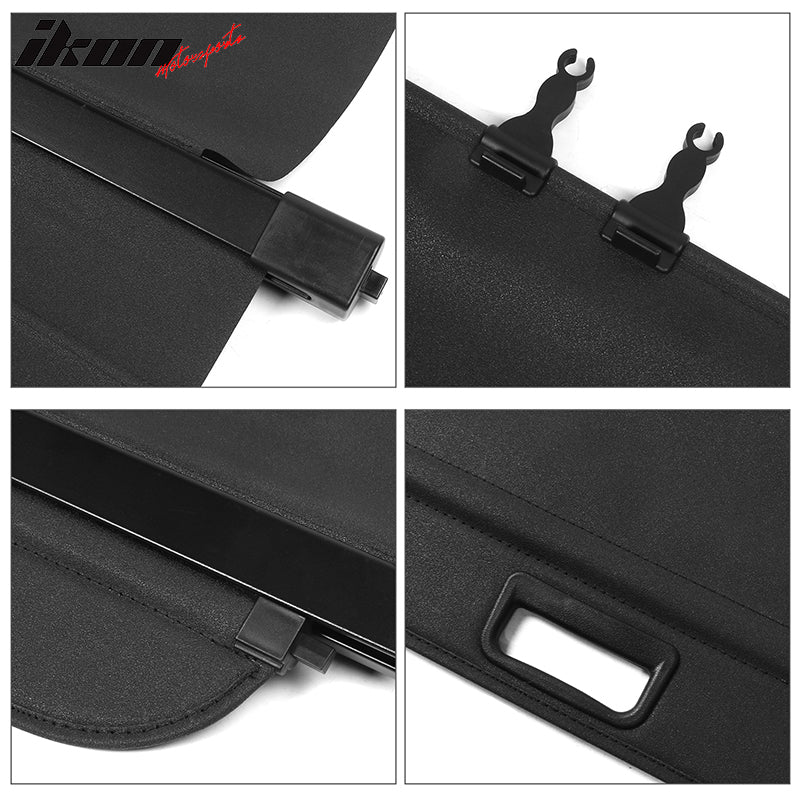 Fits 14-18 Jeep Cherokee Black Retractable Tonneau Cargo Cover Security Shade