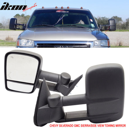 Towing Mirror Compatible With 2003-2007 Chevy Silverado GMC Sierra, Side View Tow Mirror Heated Power Arrow Lamp by IKON MOTORSPORTS, 2004 2005 2006