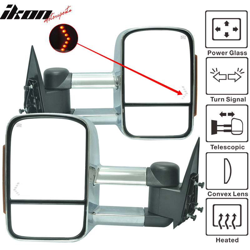 2003-2007 Silverado Towing Mirrors Power Heated Signal Light Chrome