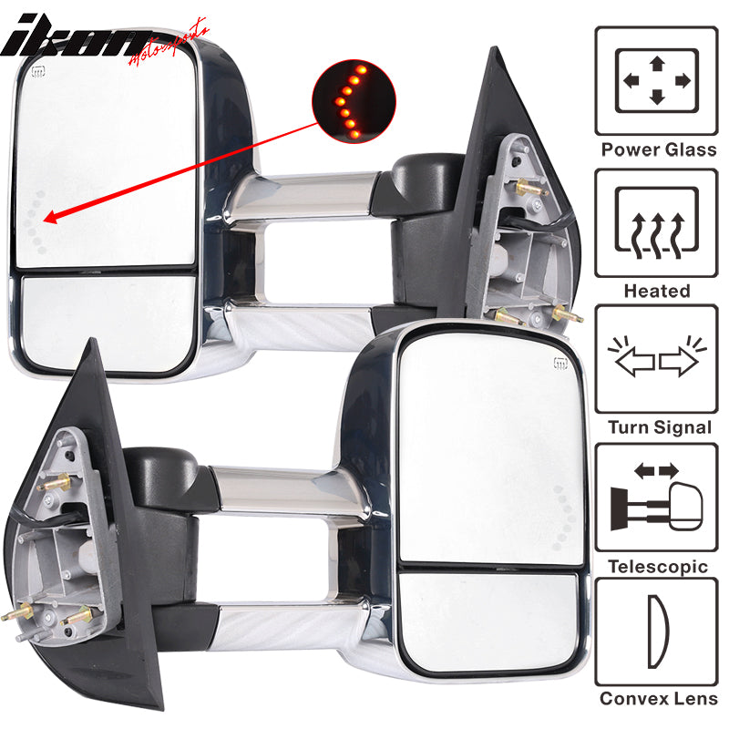 2007-2014 Silverado Tow Mirrors Power Heated Signal Arrow Light 2PC