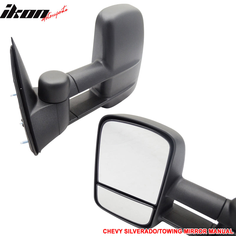 Fits 99-07 Chevy Silverado GMC Sierra Side View Towing Mirror Manual Non Heated