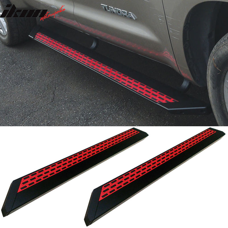 Compatible With 2007-2014 Sierra Silverado Double Cab Red Black Running Board Step Bar + Brackets