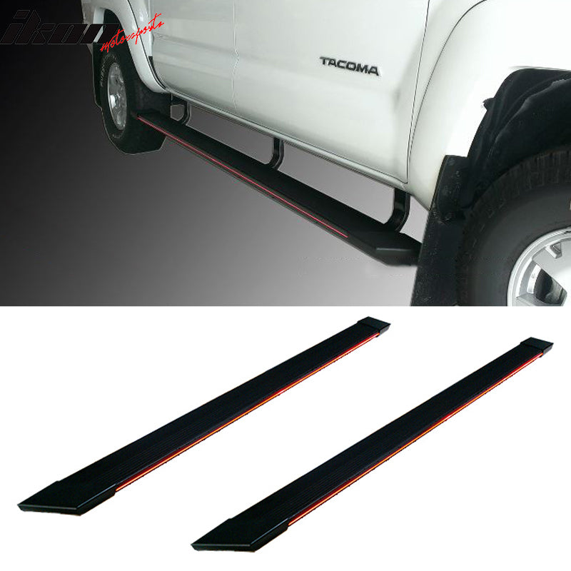 Compatible With 2007-2013 Sierra Silverado Crew Cab Amber LED Running Board Step Bar + Brackets