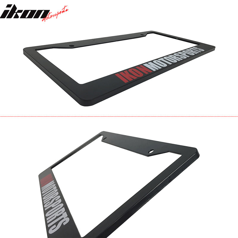 2PCS Set License Plate Frame Compatible With Any Car, Black License Plate Holder Bracket With Screw Cap by IKON MOTORSPORTS