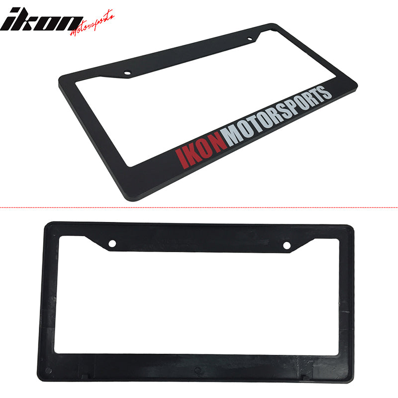 2PC License Plate Frame Cover Tag Holder Bracket IKON MOTORSPORTS & Screw Cap