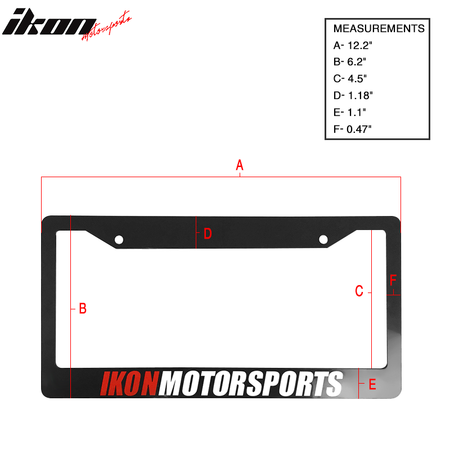 2PC License Plate Frame Cover Tag Holder Bracket IKON MOTORSPORTS & Screw Cap