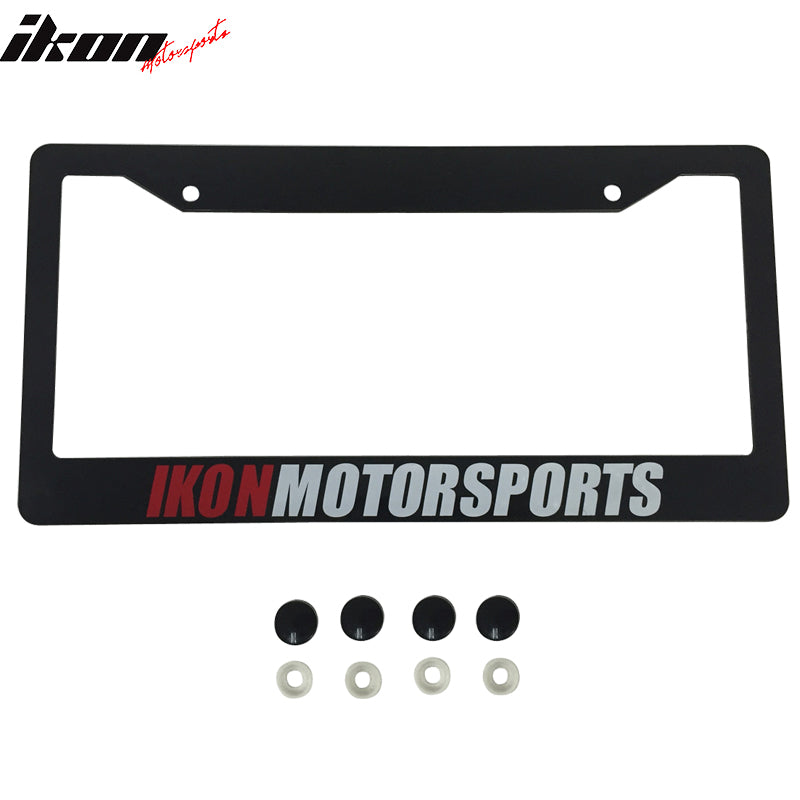 License Bracket Universal Fit, Pair Black License Plate Frame Holder Bracket IKON MOTORSPORTS + Screw Cap by IKON MOTORSPORTS