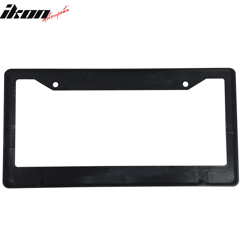 Pair Black License Plate Frame Holder Bracket IKON MOTORSPORTS + Screw Cap