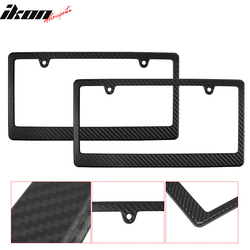 Universal 2PCS License Plate Frame Holder Bracket PP Carbon Texture