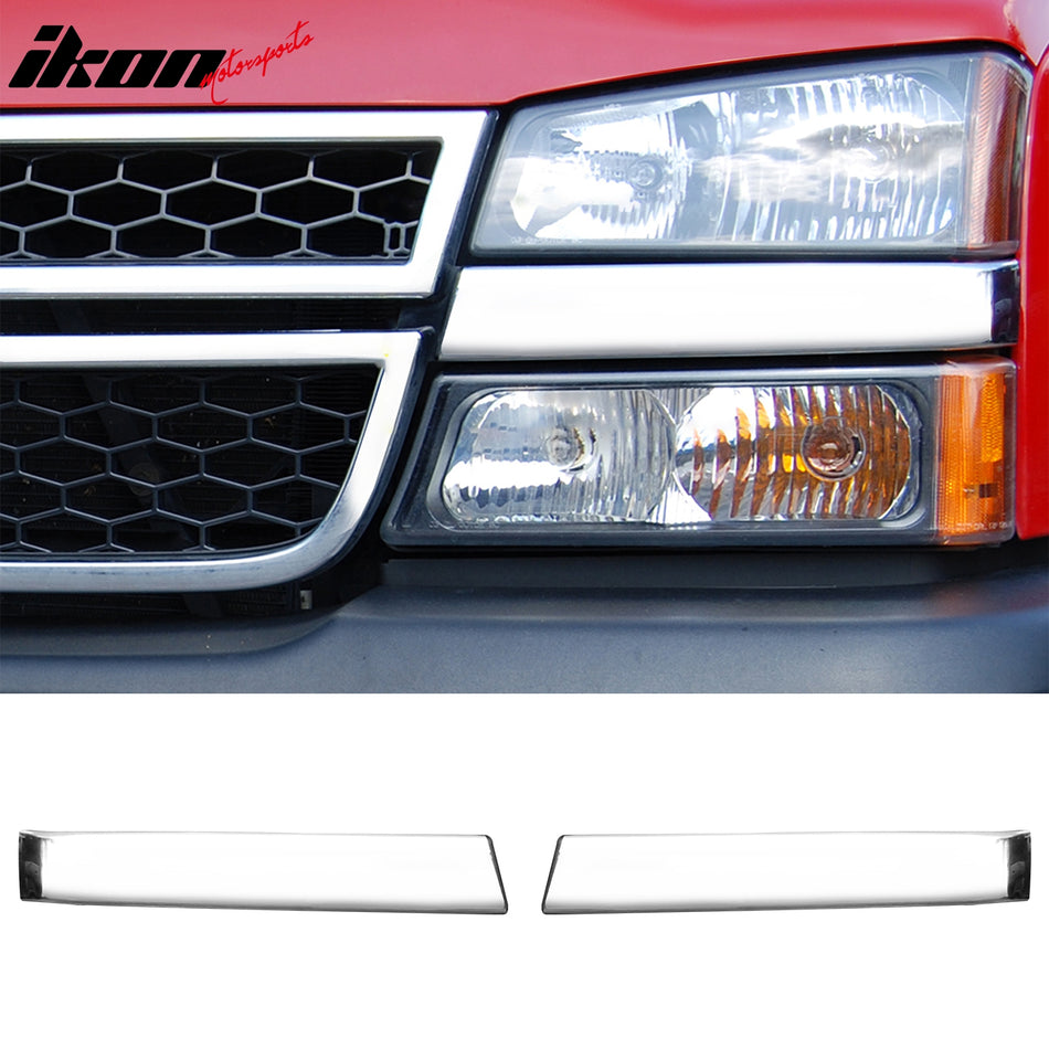 2007 Chevy Silverado Classic Headlight Bezels Chrome Stainless Steel