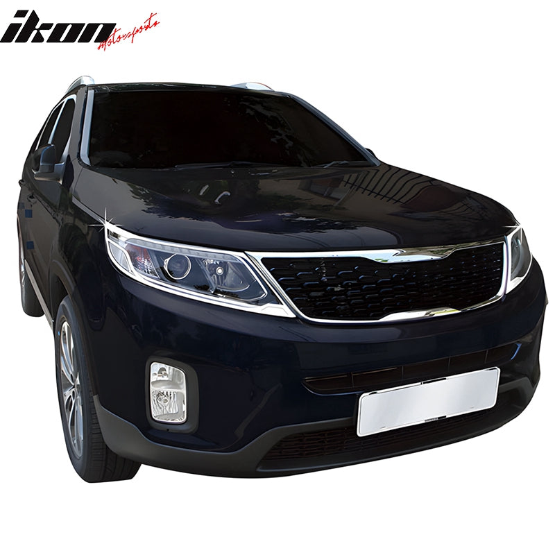 2014-2015 Kia Sorento 2PCS Headlight Bezels Cover Trims Chrome ABS