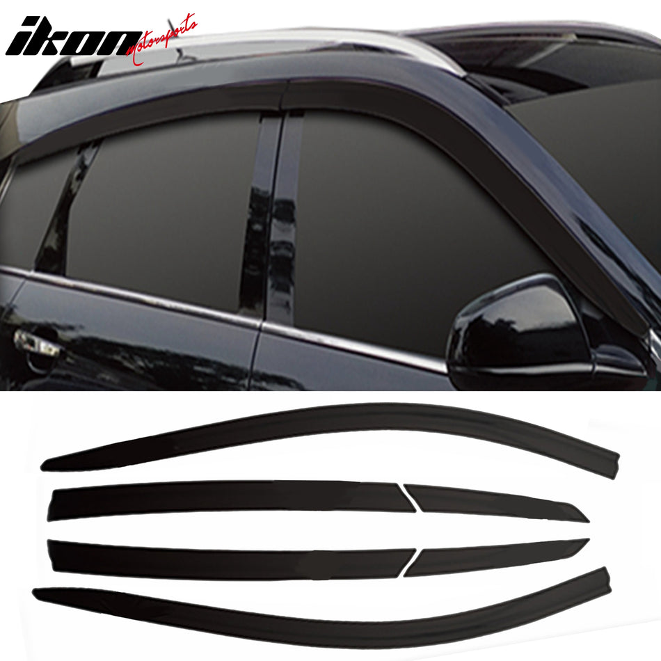 2010-2016 Cadillac SRX Dark Smoke ABS Window Visors Tape On 6PCS