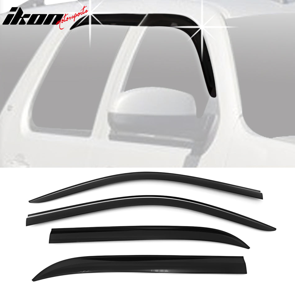 2007-2014 Chevrolet Tahoe Dark Smoke ABS Window Visors Tape On 4PCS